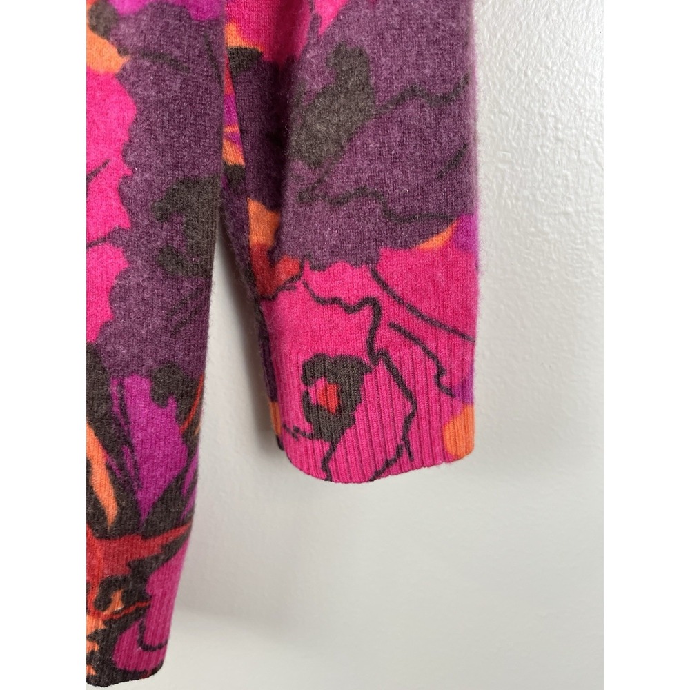 Talbots Womens S Petite 100% Cashmere Floral Print Cardigan Sweater Grandmacore - Picture 5 of 9